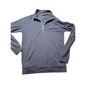 Travis Mathew WSOP Pullover Golf Blue/Gray Quarter Zip Long Sleeve Mens Size S‎